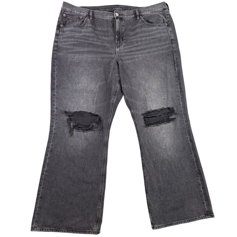 American Eagle 90s Bootcut Jeans Womens 20 Short Black Distressed Ripped Denim